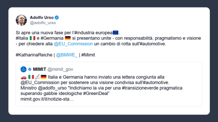 Urso: nuova fase per l’industria europea dell’automotive