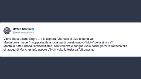 Salvini: insopportabile arroganza di Albanese Il nuovo “idolo” della sinistra