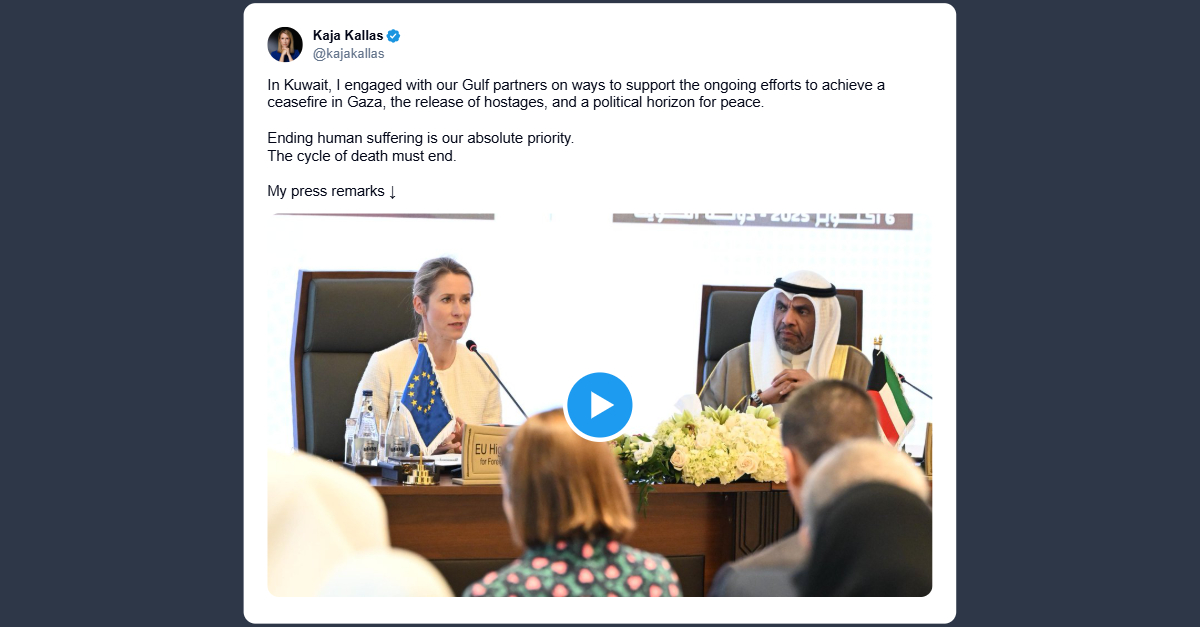 Kallas al Kuwait: puntiamo a cessate il fuoco a Gaza
