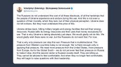 Zelensky: l’Ucraina non colpisce i civili, la Russia sì