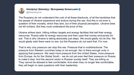 Zelensky: l’Ucraina non colpisce i civili, la Russia sì