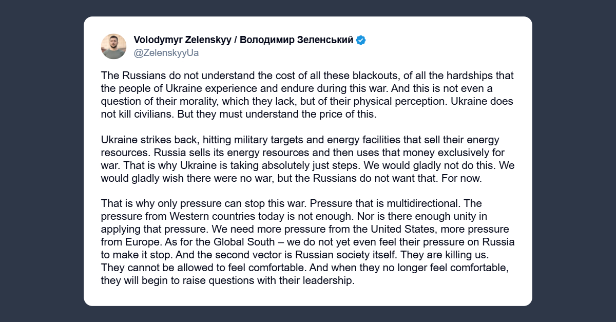 Zelensky: l’Ucraina non colpisce i civili, la Russia sì