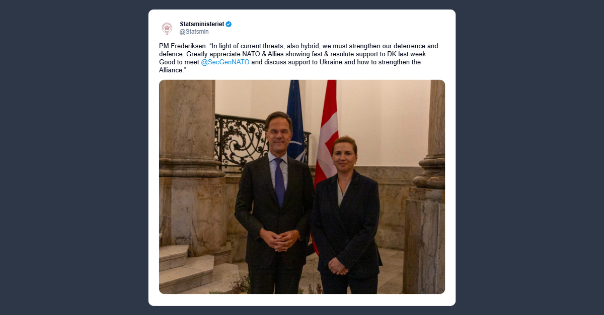 Frederiksen: positivo incontrare il segretario generale della Nato
