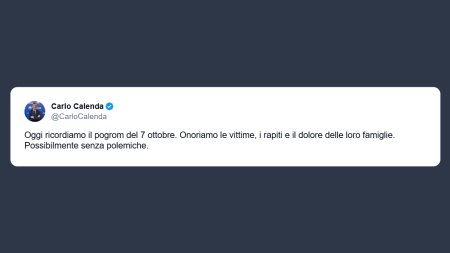 Calenda: ricordiamo il pogrom del 7 ottobre