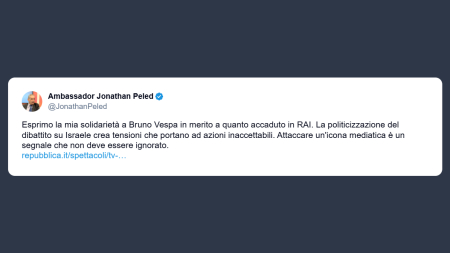 Ambasciatore Israele: solidarietà a Bruno Vespa