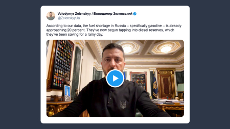 Zelensky: in Russia carenza di carburante del 20%