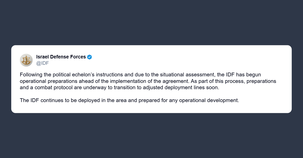 Forze Difesa israeliane: pronti a rispondere a qualsiasi sviluppo operativo