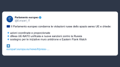 Il Parlamento europeo condanna le violazioni russe dello spazio aereo Ue