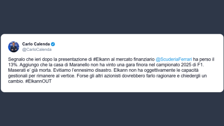 Calenda su Elkann: non ha le capacità gestionali per rimanere al vertice