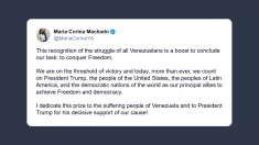 María Corina Machado dedica il suo Nobel per la pace a Donald Trump