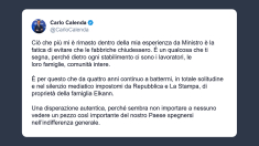 Calenda: solo io combatto contro la chiusura delle fabbriche