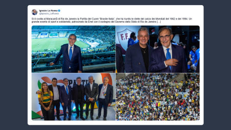 La Russa: la Partita del Cuore Brasile-Italia celebra amicizia tra i due Paesi