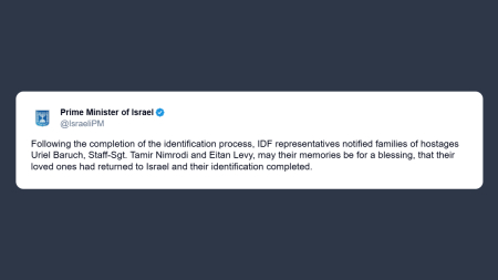 Netanyahu: completata l’identificazione degli ostaggi deceduti