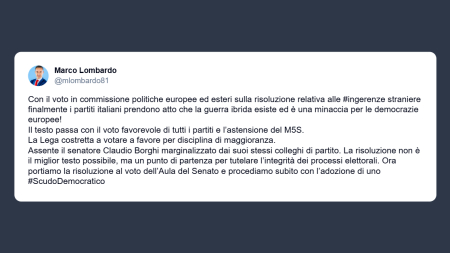 Lombardo: la guerra ibrida esiste e minaccia le democrazie europee