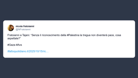 Fratoianni a Tajani: senza il riconoscimento della Palestina non ci sarà pace