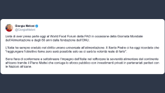 Meloni: lieta di aver preso parte oggi al World Food Forum