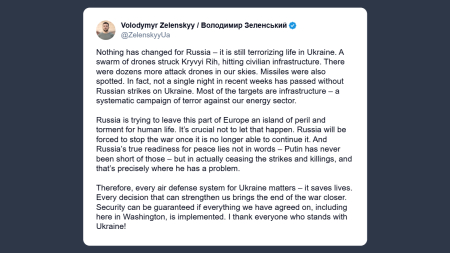 Zelensky: nulla è cambiato per la Russia