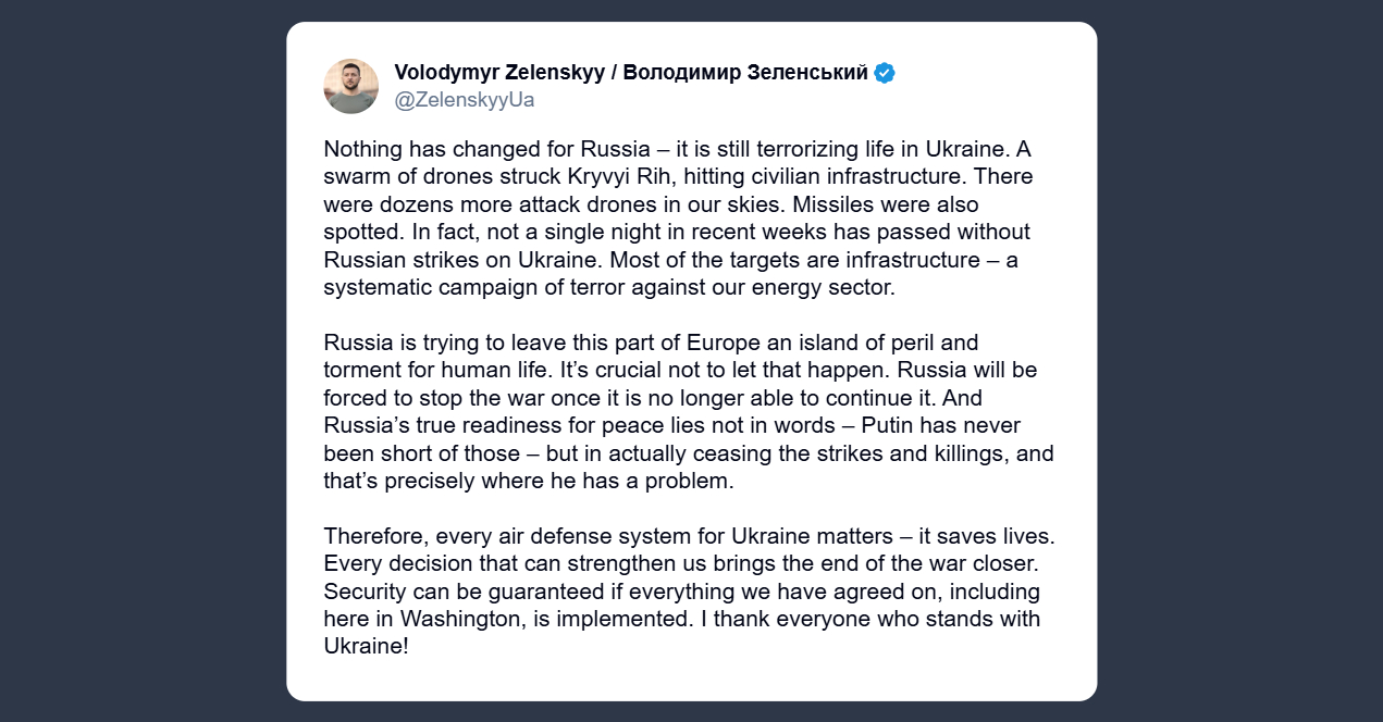Zelensky: nulla è cambiato per la Russia