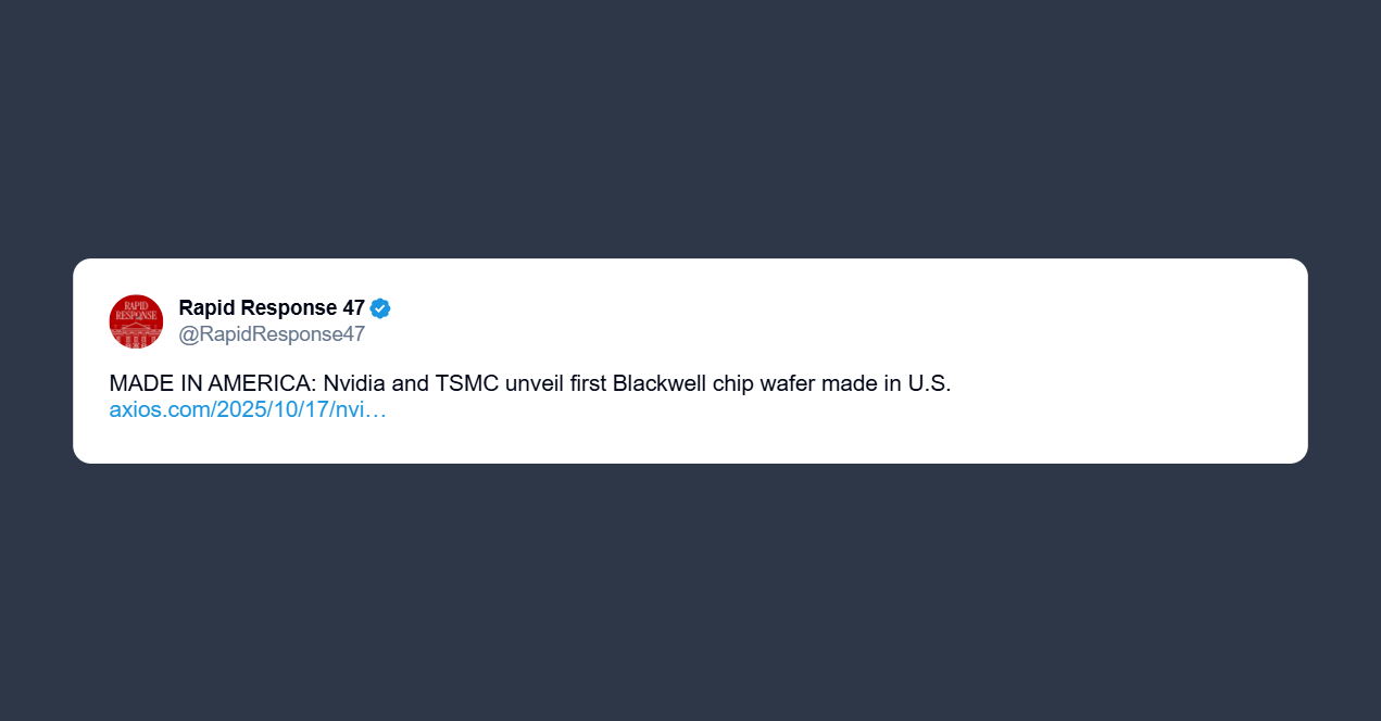 Nvidia e Tsmc presentano il primo chip Blackwell made in Usa