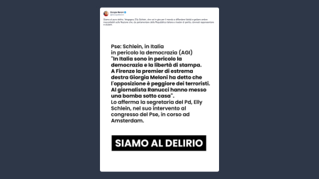 Giorgia Meloni: la Schlein diffonde falsità e getta ombre inaccettabili sulla nazione
