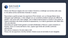 Crosetto su Ranucci: Schlein chieda scusa e ammetta di aver sbagliato