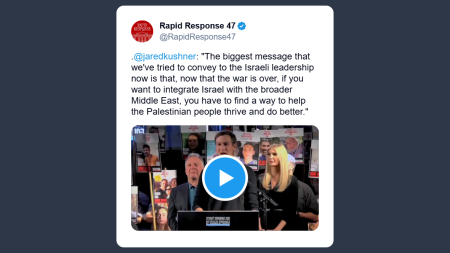 Kushner: bisogna trovare un modo per aiutare il popolo palestinese a prosperare