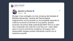La Russa: cordoglio alla famiglia di Raffaele Marianella