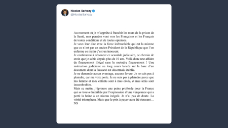 Sarkozy: oggi viene rinchiuso un innocente
