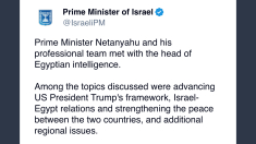 Netanyahu incontra il capo dell’intelligence egiziana Discussi rapporti bilaterali e questioni regionali