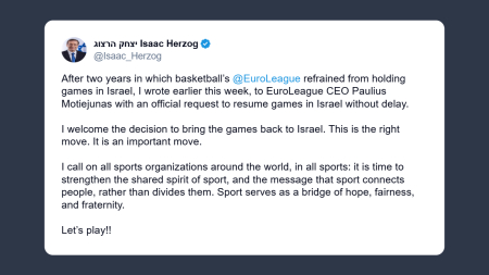 Herzog: è tempo di rafforzare lo spirito condiviso dello sport