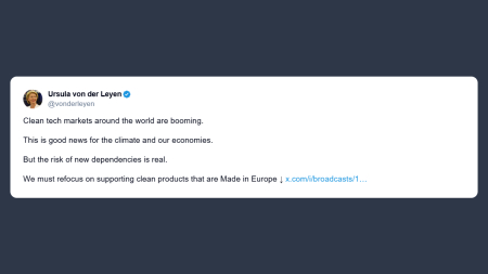 Von der Leyen: puntare sul sostegno ai prodotti ecologici realizzati in Eu