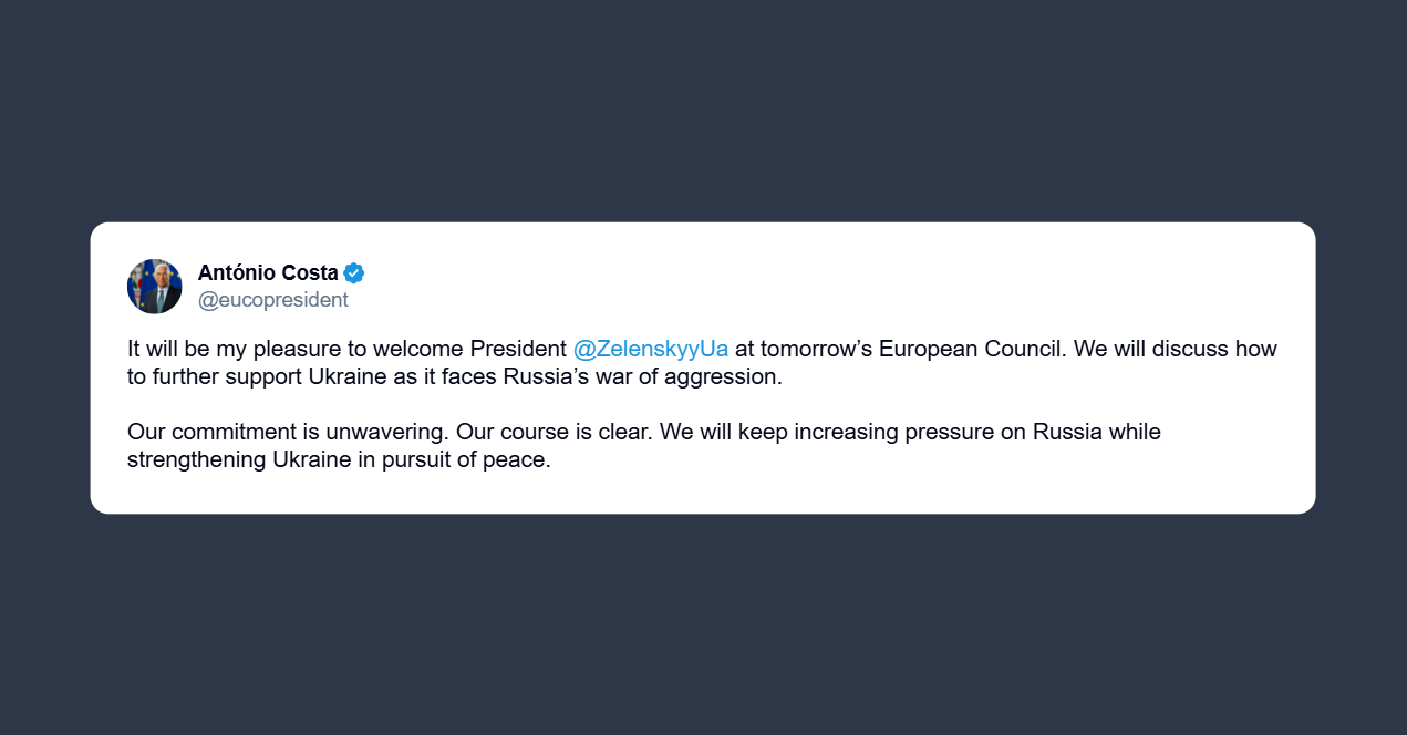 Incontro tra Costa e Zelensky previsto per domani
