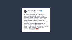 Tom Barrack commemora il 42esimo anniversario dell’attentato alla caserma dei marines di Beirut