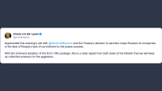 Von der Leyen: manterremo una pressione collettiva sull’aggressore