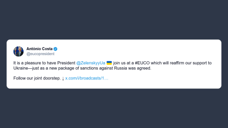 Costa: è un piacere accogliere il presidente Volodymyr Zelensky