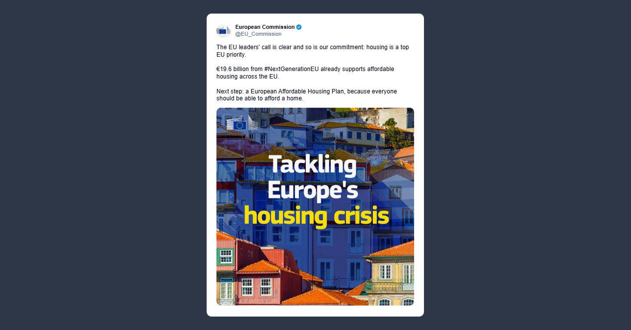 Commissione europea: la casa è una priorità assoluta dell’Ue