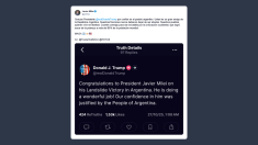 Milei: grazie presidente Donald Trump