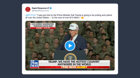 Trump: Toyota costruirà stabilimenti automobilistici in tutti gli Stati Uniti