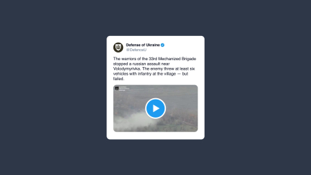 La 33esima Brigata ucraina respinge un assalto russo  a Volodymyrivka