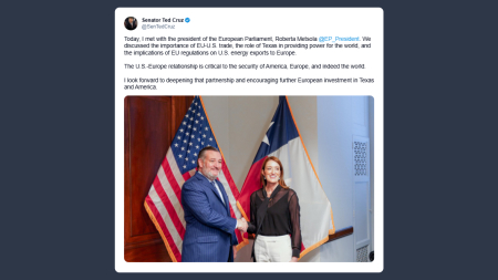 Ted Cruz: il rapporto Usa-Europa è decisivo per la sicurezza mondiale