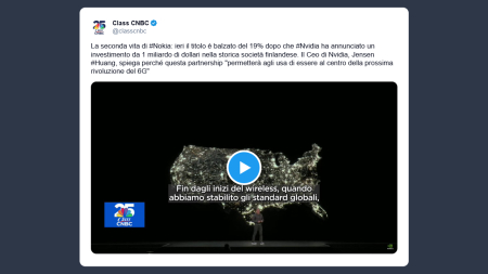 Class Cnbc: Nvidia investe 1 miliardo di dollari alla società finlandese Nokia per la rivoluzione del 6G