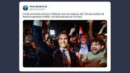 Gentiloni esulta: l’onda sovranista si ferma in Olanda