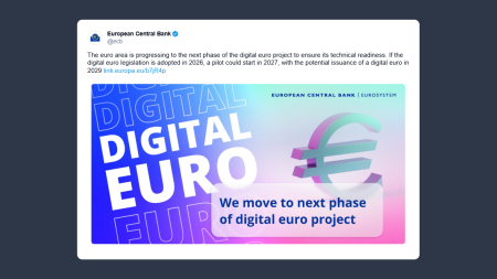Banca centrale europea: area euro avanza alla fase successiva del progetto per l’euro digitale