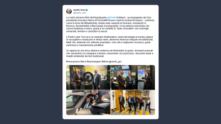Urso: Pirelli di Milano un’eccellenza industriale che unisce tradizione e futuro