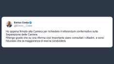 Costa: referendum confermativo sulla separazione delle carriere