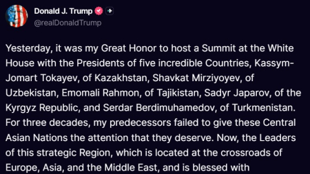 Trump: accordi commerciali per miliardi di dollari con 5 nazioni dell’Asia centrale