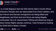 Trump: vergogna assoluta che il G20 si tenga in Sudafrica