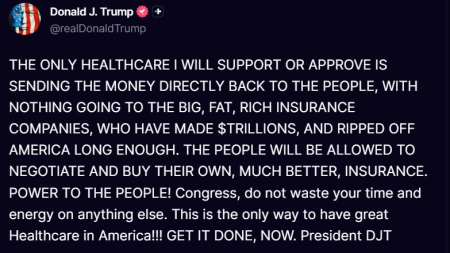 Trump sull’assicurazione sanitaria: niente più soldi alle compagnie assicurative