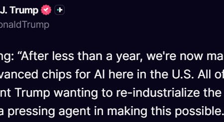 Jensen Huang: chip IA più avanzati ora si producono negli Usa grazie ai dazi di Trump