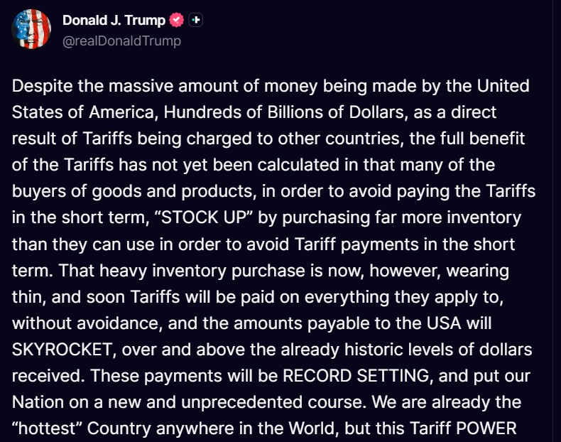 Trump: i dazi faranno incassare miliardi senza precedenti